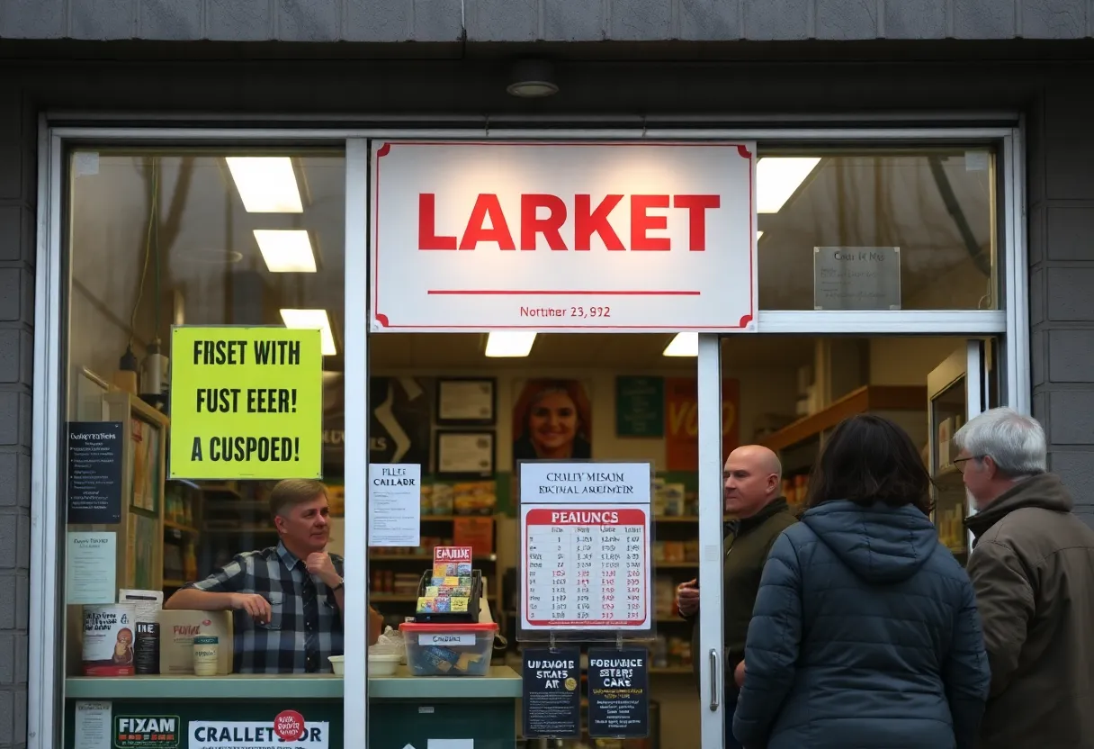 Cashier alerting customers about lottery ticket scams in Michigan