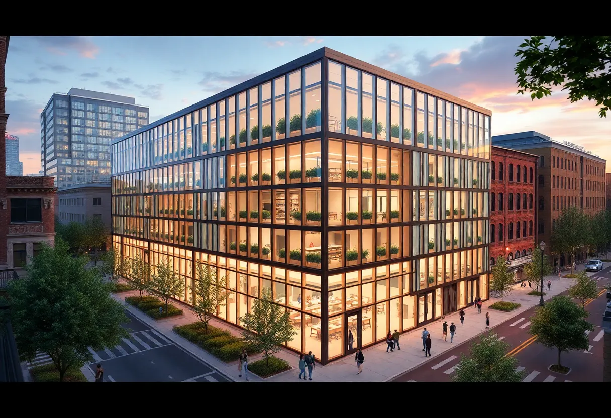 Rendering of Michigan Innovation Headquarters facility in Detroit.