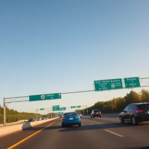 Cars on a beautiful Michigan highway