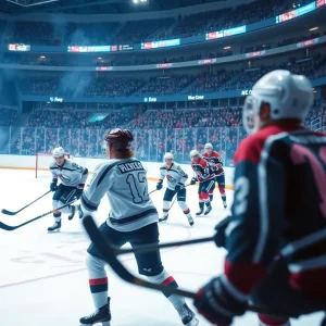 Michigan State hockey team playing against Minnesota in a thrilling ice hockey match