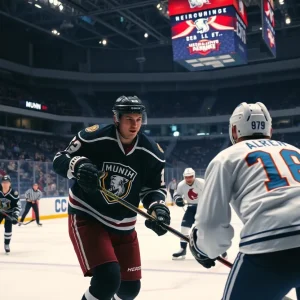 Michigan State hockey team competing against Minnesota