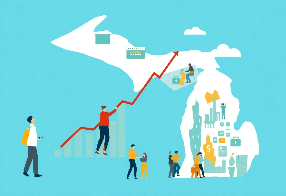 Illustration representing Michigan unemployment trends and positive changes in job market