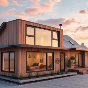 Contemporary modular home showcasing innovative design and construction techniques.