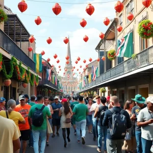 New Orleans Super Bowl LIX celebration scene with festivities.