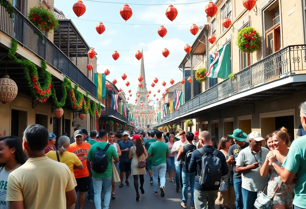 New Orleans Super Bowl LIX celebration scene with festivities.