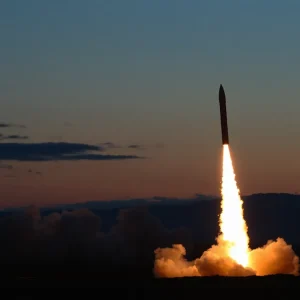 Missile being launched during a test in North Korea