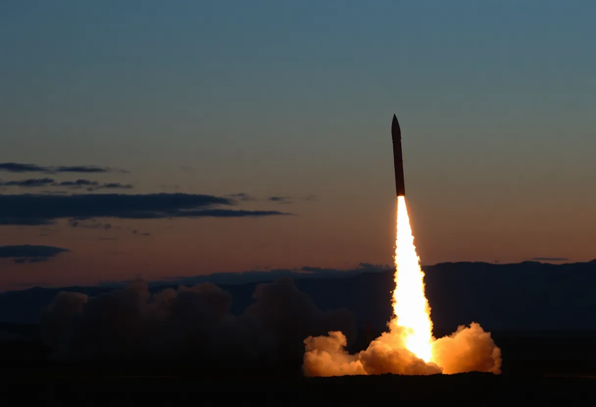 Missile being launched during a test in North Korea