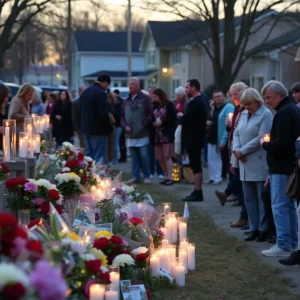 Community gathering for a vigil in Northfield Township