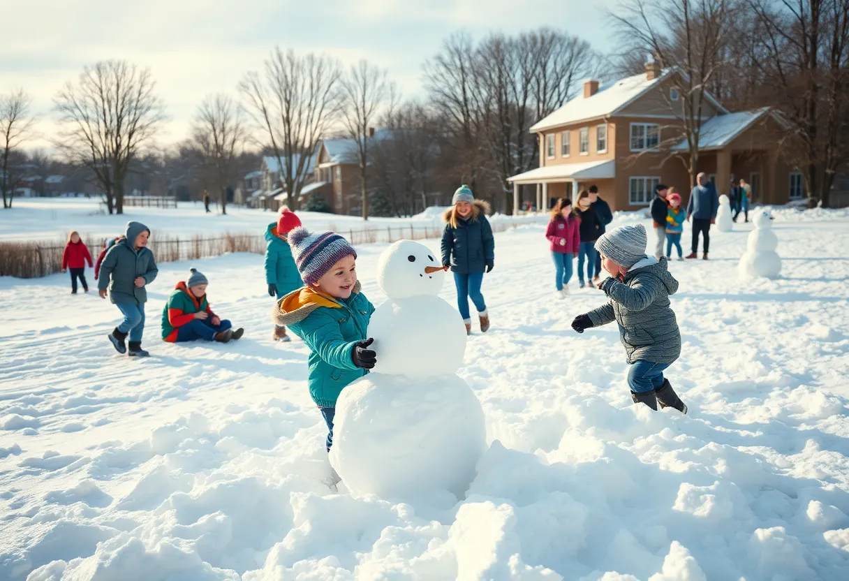 Students enjoying winter activities in Novi