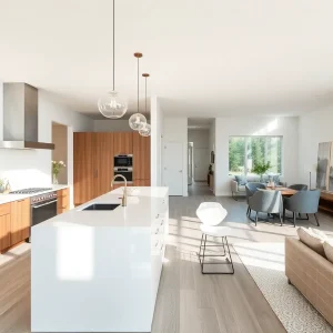 Spacious open concept kitchen connected to the living room