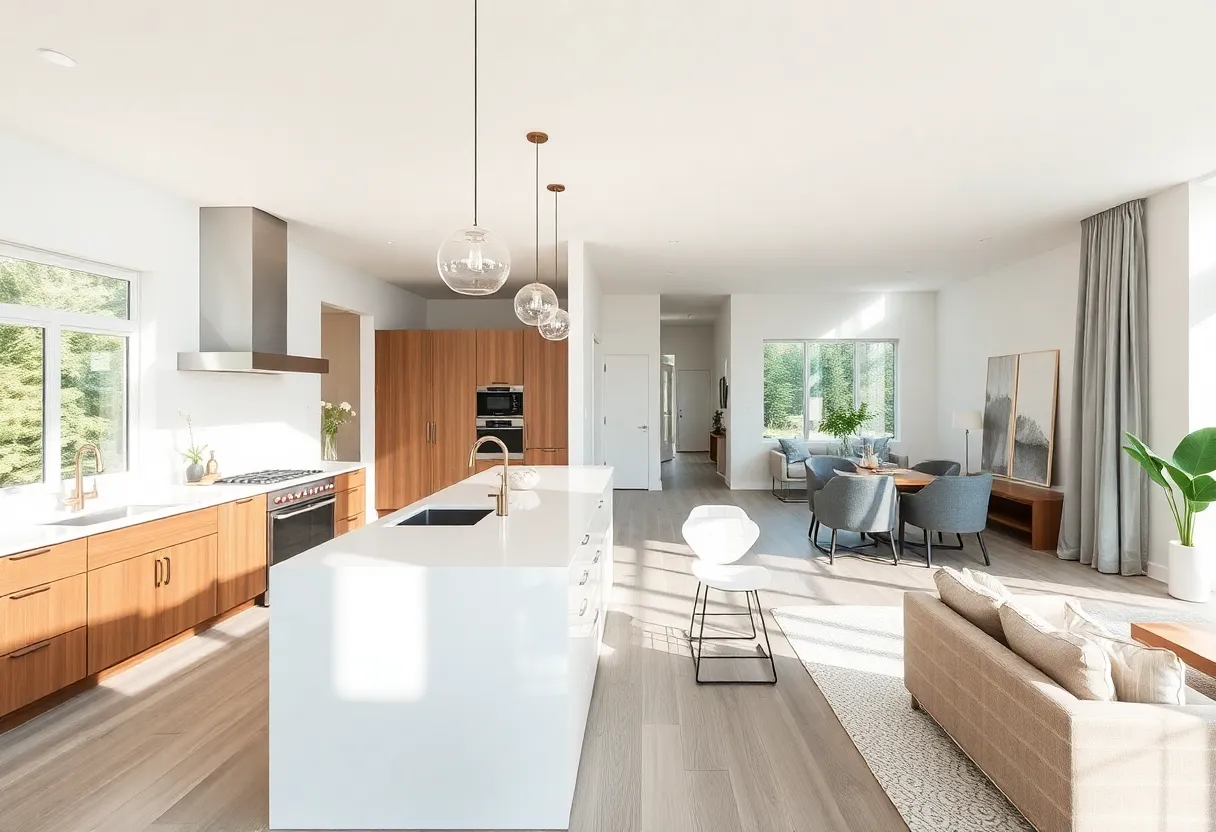 Spacious open concept kitchen connected to the living room