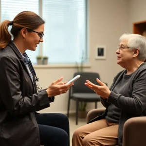 Healthcare professional with patient discussing diabetes and CKD