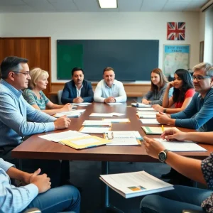 Plymouth-Canton School Board members in a meeting