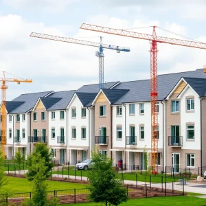 Construction site for multifamily homes in Plymouth, showcasing ongoing development.