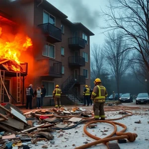 Firefighters rescuing an elderly couple from a condo fire in Plymouth Township.