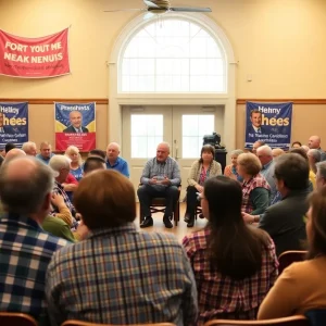 Residents gathered for a local meeting on the Plymouth Township Trustee Primary.