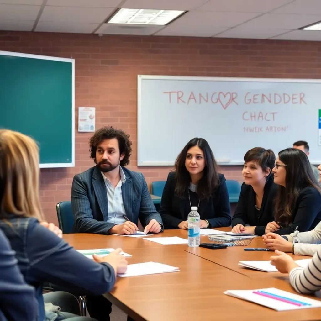 Discussion on transgender policy with parents and educators in a school setting