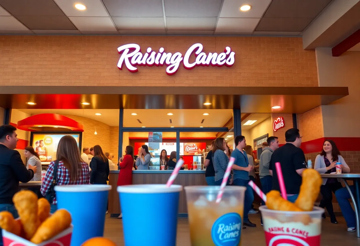 Exterior view of Raising Cane's restaurant in Canton Township