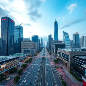 A vibrant cityscape of Singapore representing economic changes.