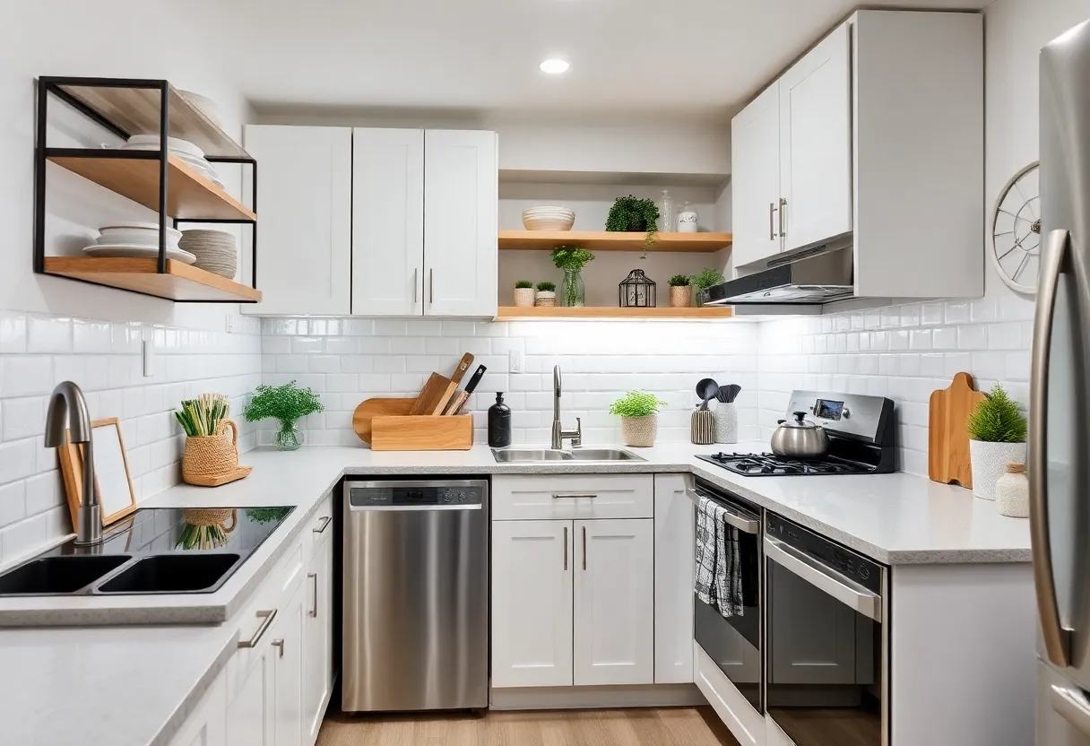 A small kitchen with modern design and efficient storage