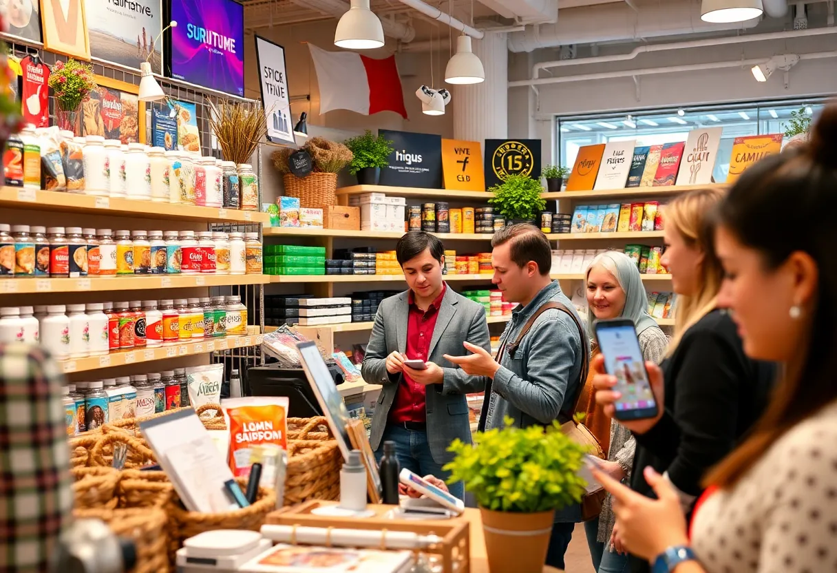 Engaging retail social media setup with diverse products