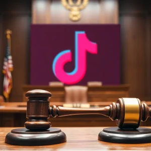 Courtroom scene depicting the Supreme Court ruling on TikTok