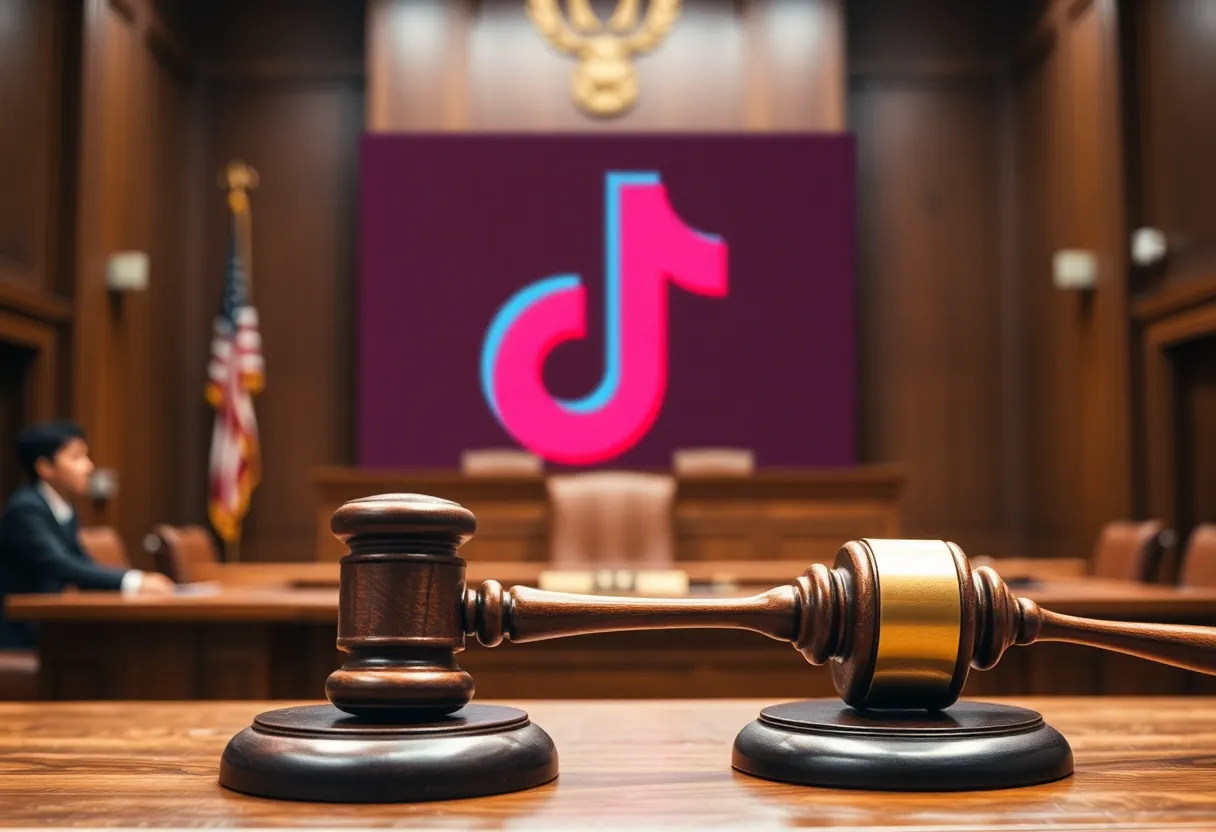 Courtroom scene depicting the Supreme Court ruling on TikTok