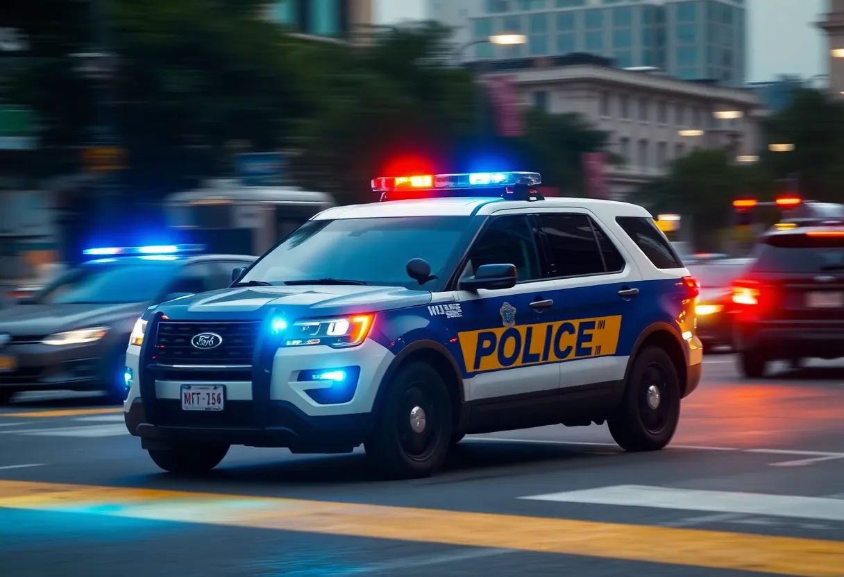 Police vehicle involved in high-speed pursuit