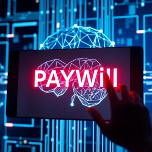 Conceptual image illustrating AI technology and paywalls