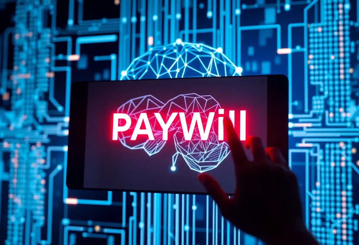 Conceptual image illustrating AI technology and paywalls