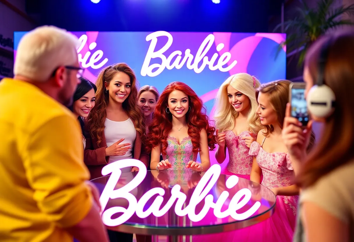 Promotional art related to the Barbie movie and brand engagement