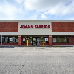 Closed Joann Fabrics store with empty parking