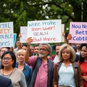 Residents rallying in support of Pocasset Mental Health Center.