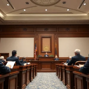 Attorneys in a courtroom discussing fair elections