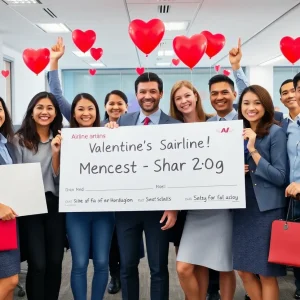 Delta Airlines employees celebrating profit-sharing announcement.