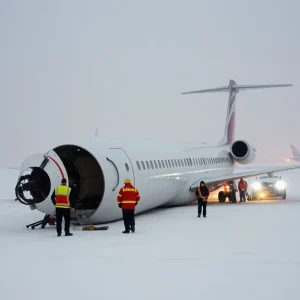 Delta Air Lines Flight 4819 overturned on snowy runway at Toronto Pearson International Airport.