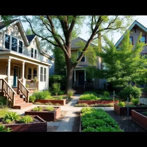 Renovated neighborhood in Detroit with modern homes.