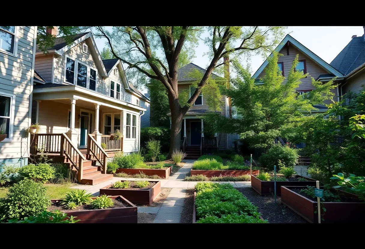 Renovated neighborhood in Detroit with modern homes.