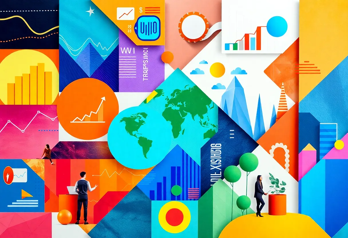 A collage illustrating key marketing trends for 2025