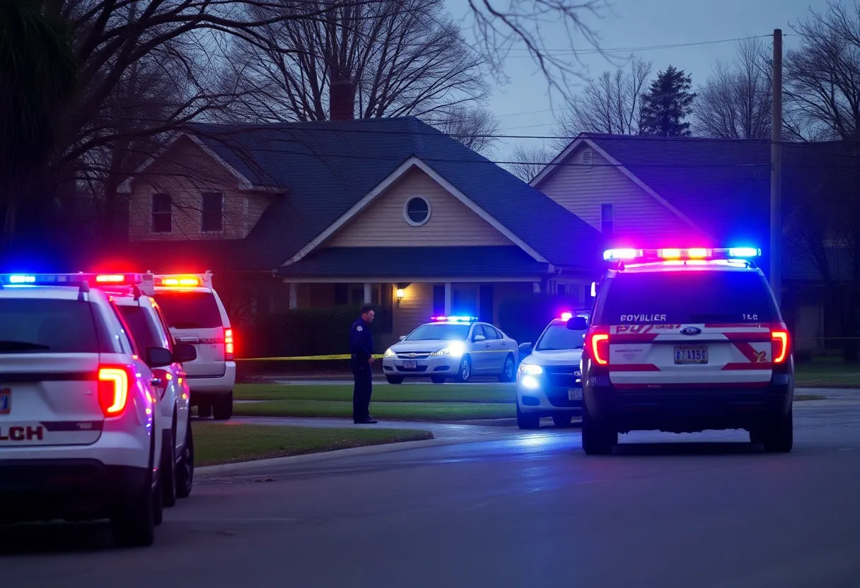 Emergency response vehicles at a domestic violence incident