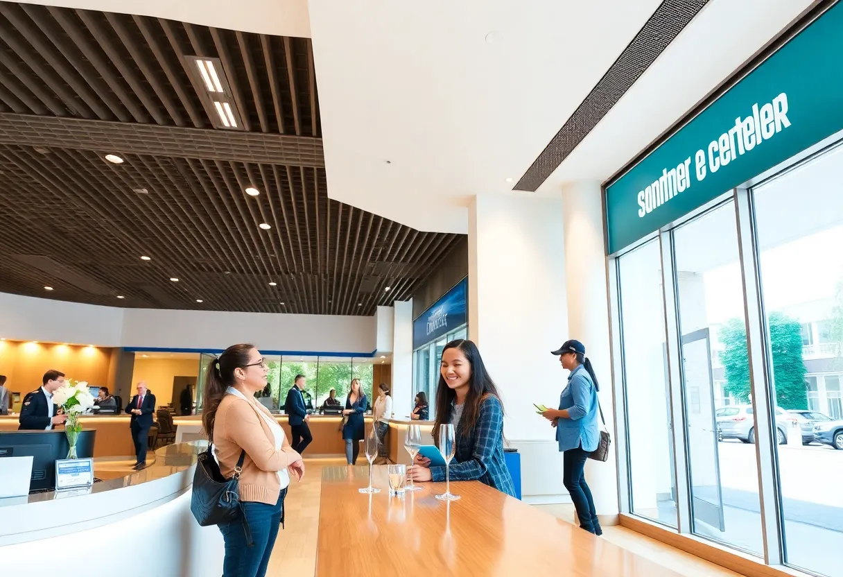 Fifth Third Bank's modern interior with engaged customers and staff