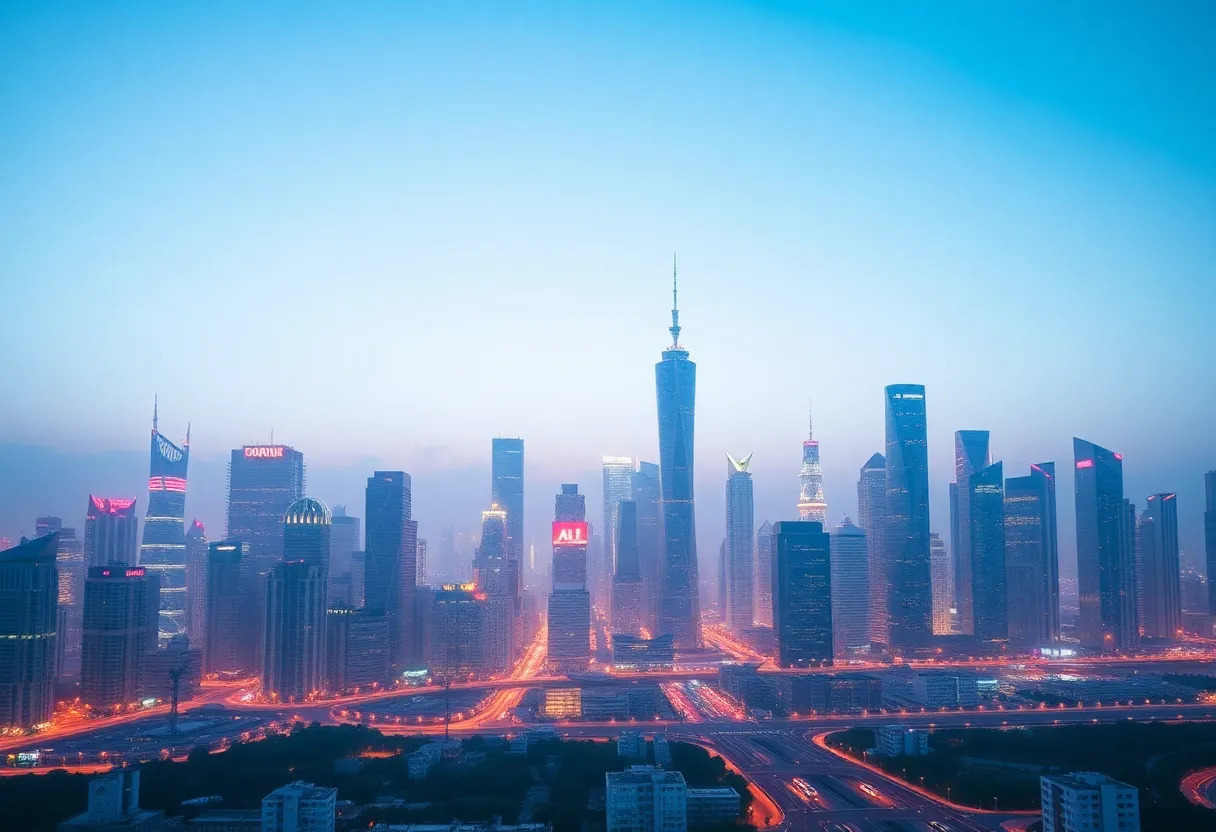 Futuristic skyline representing AI technology development in France