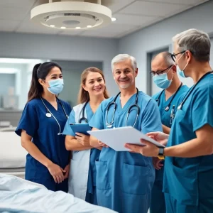 Medical professionals working together in a hospital