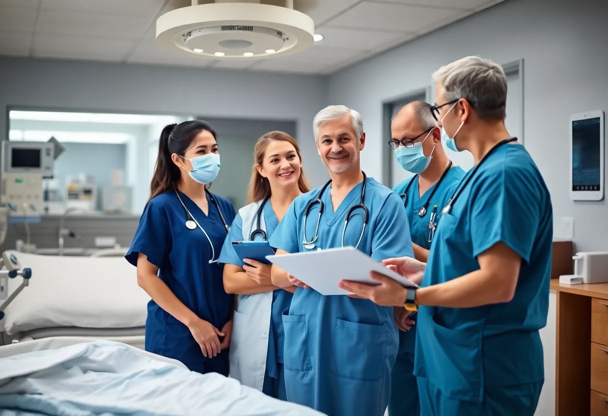 Medical professionals working together in a hospital