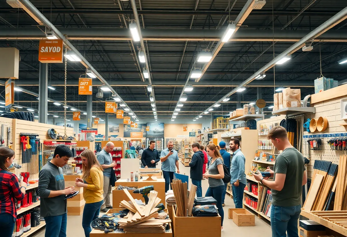 Customers shopping at a home improvement store for renovation supplies