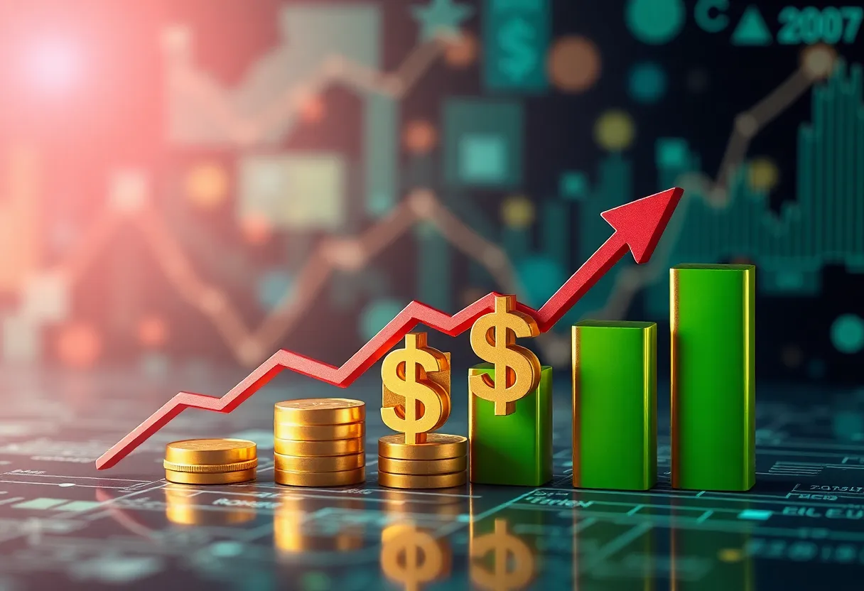 Illustration of economic growth and interest rates themes