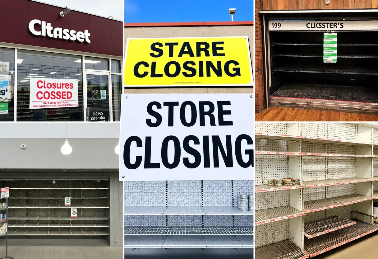 Joann Fabrics store with a closure sign