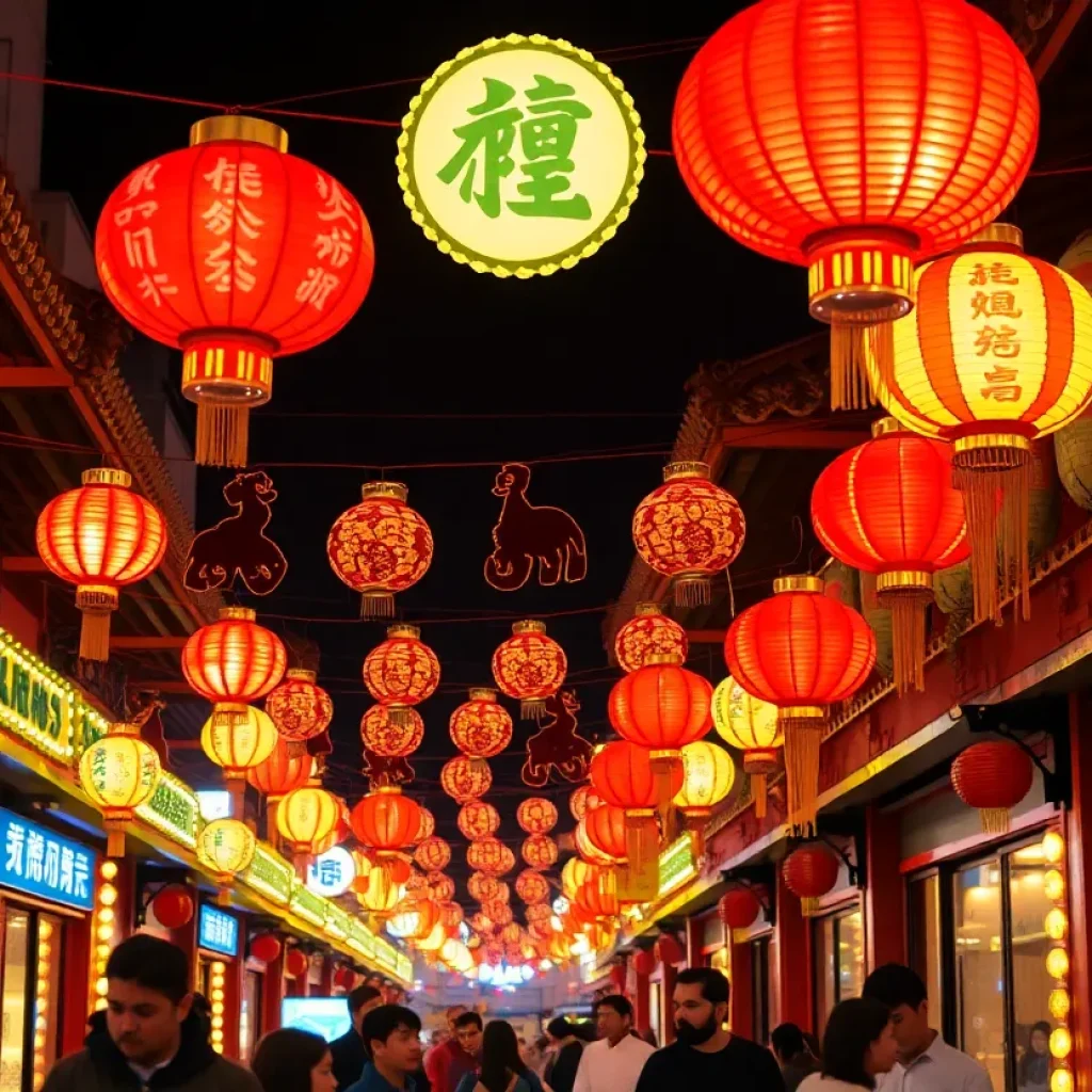 Decorative scene from a Lunar New Year celebration