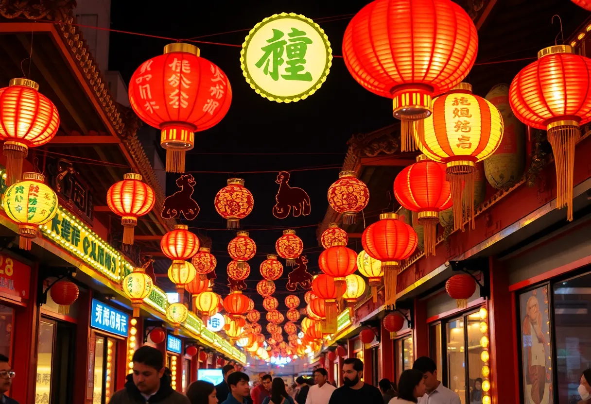 Decorative scene from a Lunar New Year celebration