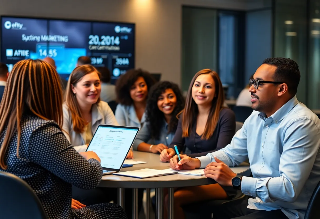 Diverse group of professionals attending a marketing certifications workshop